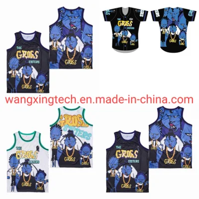 Camisas de beisebol de filme de alta qualidade com costura personalizada The Gross Sisters