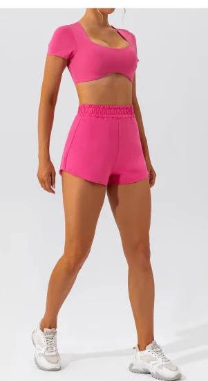 2 peças para roupas femininas curtas e shorts curtos conjunto de verão roupas esportivas de ioga casuais