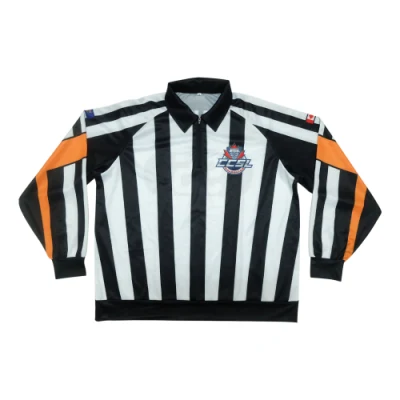 Camisa de árbitro de hóquei no gelo barata com design personalizado Camisas de árbitro de hóquei para jovens com design personalizado