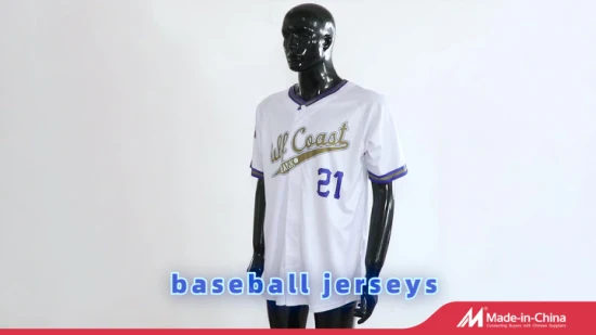Uniforme de beisebol personalizado Sublimação barato camisa de softball camisa de botão completo de beisebol